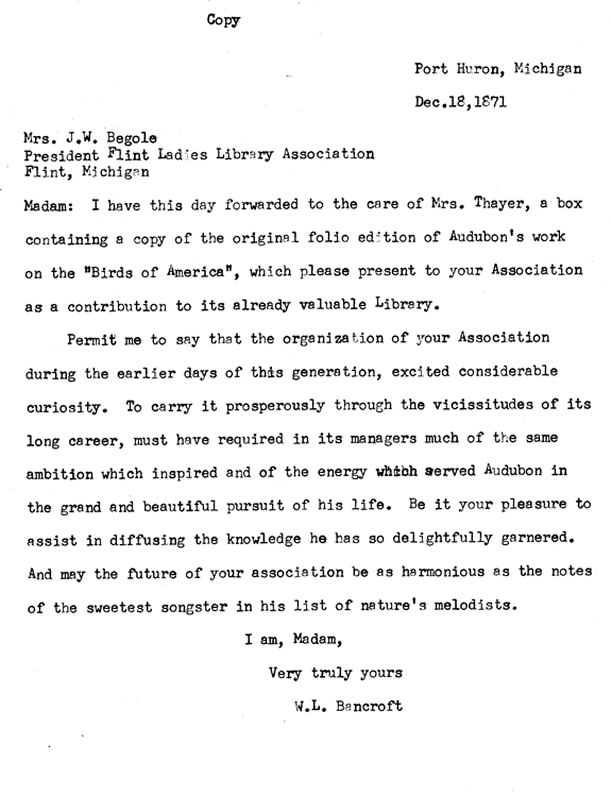 Bancroft Letter transcript