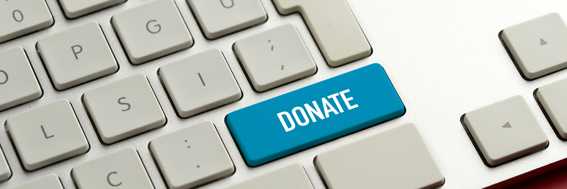 Keyboard with a blue "Donate" button