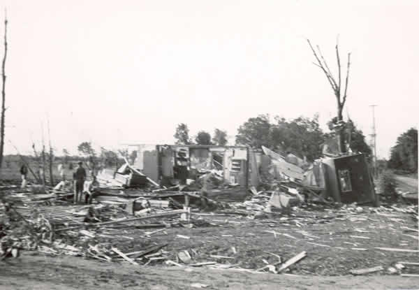 Destroyed home and yard. 
