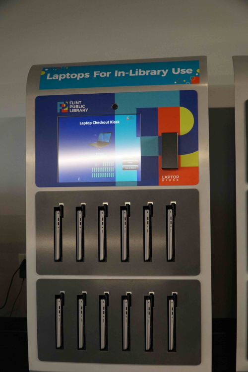 The laptop vending machine at the Flint Public Library 