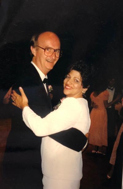 A photo of Joe and Mary Conroy dancing