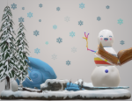 A picture of a snowman reading 