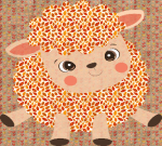 A cartoon sheep in fall colors