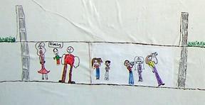 Child's drawing of Civil Rights Protestors