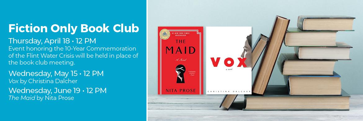 Fiction only book club - April through May at noon 